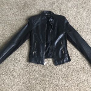 Faux leather moto jacket